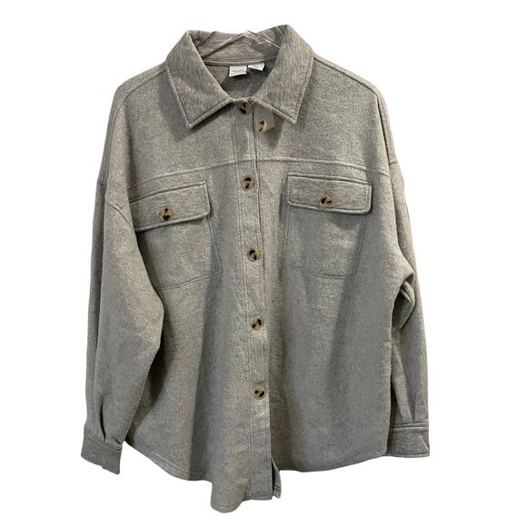 NWT Cupcakes & Cashmere Gray Basic Cozy Fleece Oversized Shacket Size Large - Picture 2 of 10